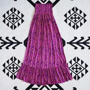 COOGI Multicolor Smocked Strapless Maxi Dress Small